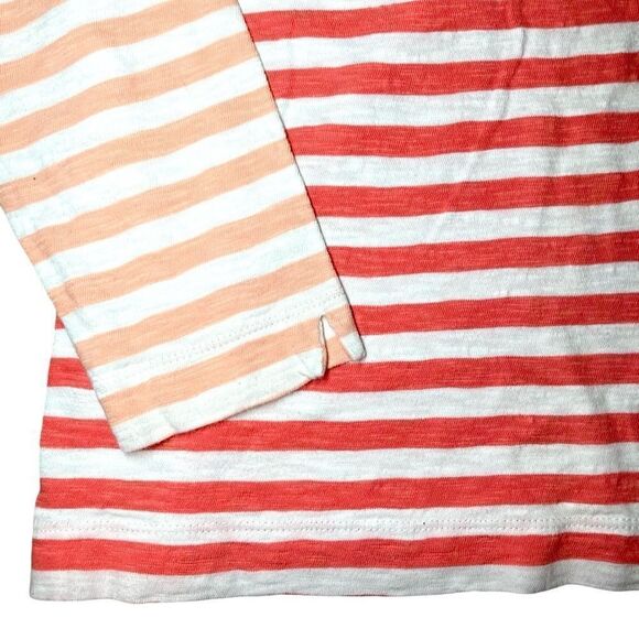 Talbots Striped Long Sleeve Top with Zipper Detail in Orange/White Women’s LP - Picture 3 of 7